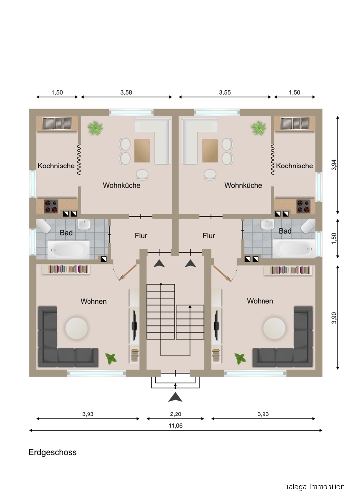 Grundriss EG Zweifamilienhaus Herne