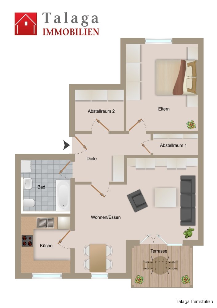 Grundriss Erdgeschosswohnung Oer-Erkenschwick