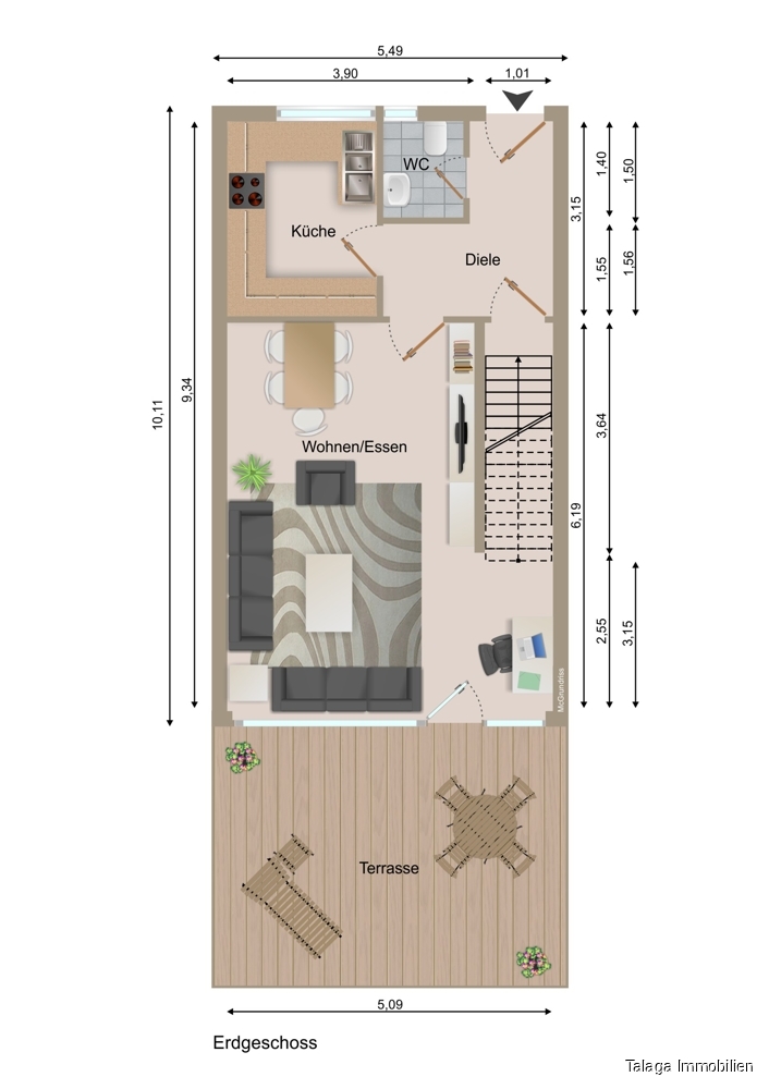Grundriss EG Reihenmittelhaus Dorsten