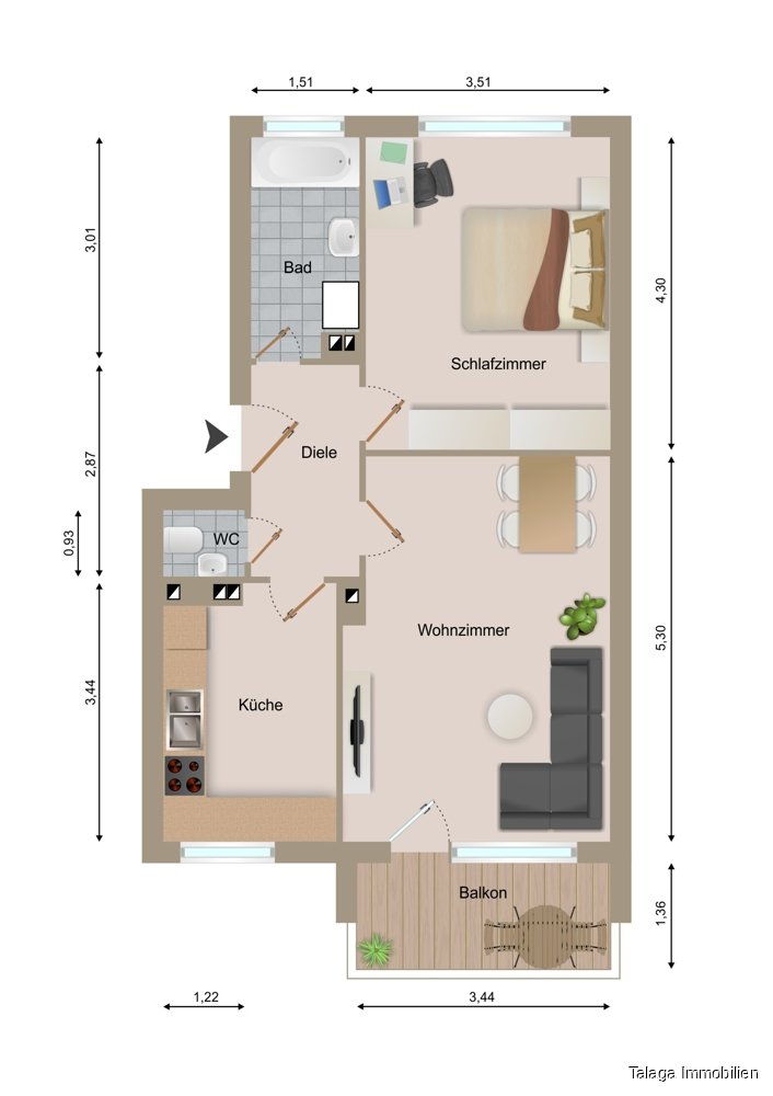 Grundriss Erdgeschosswohnung Bochum