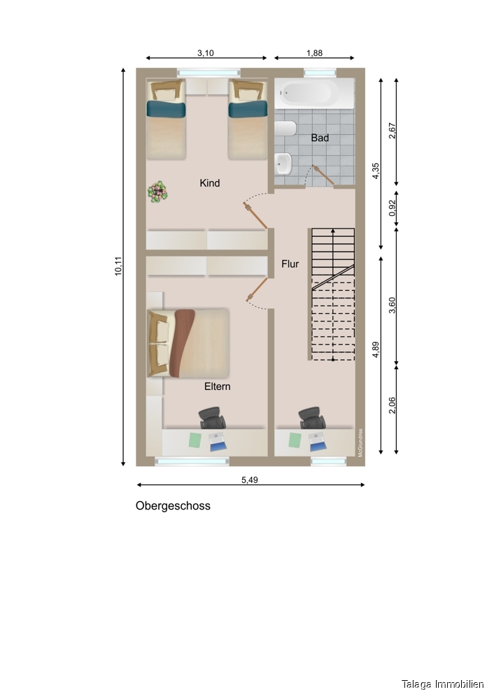 Grundriss OG Reihenmittelhaus Dorsten